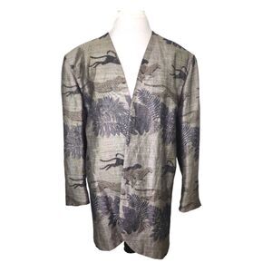 VTG 80s Michii Moon for Sanyo Black & Gold Brocade Animal Print Blazer 10
